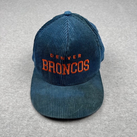 AJD Other - Vintage Denver Broncos AJD Corduroy Snapback Hat Blue Orange Made in USA NFL Cap